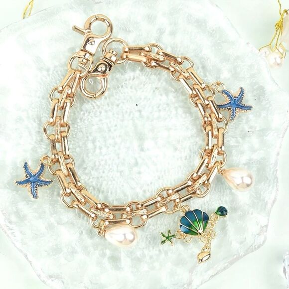 Under the Sea Starfish,Clam and Pearl Bag Charm - Picture 3 of 5